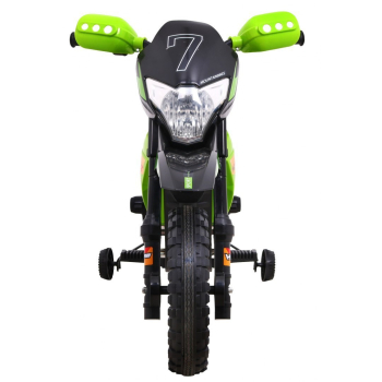 Motorek Cross dla dzieci Pojazd na akumulator Zielony + Pomocnicze kółka + Dźwięki LED